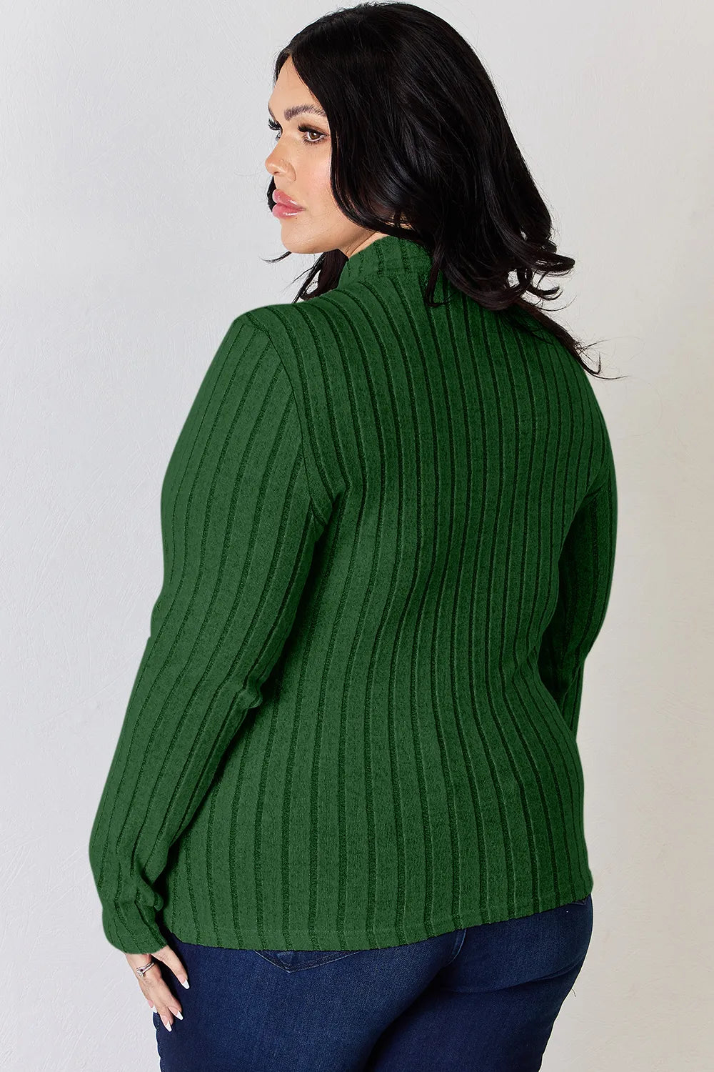 Basic Bae Full Size Ribbed Mock Neck Long Sleeve T-Shirt.