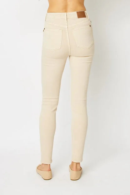Judy Blue Full Size Garment Dyed Tummy Control Skinny Jeans.