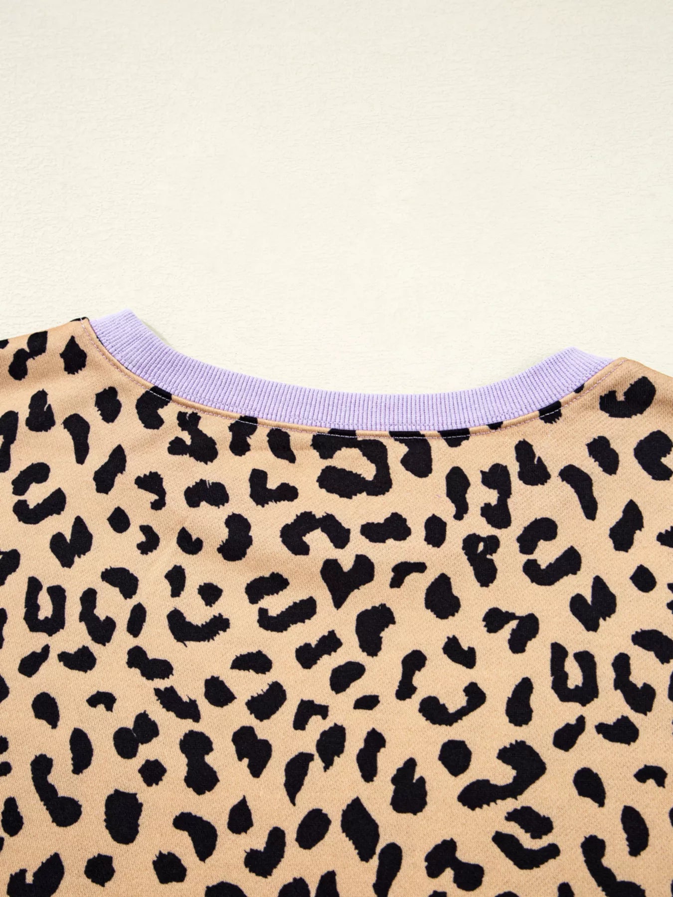 Stripe Color Block Patchwork Leopard Casual Sweatshirt with Slits.