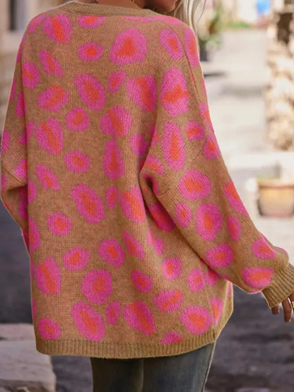 Leopard Oversized V-Neck Sweater.