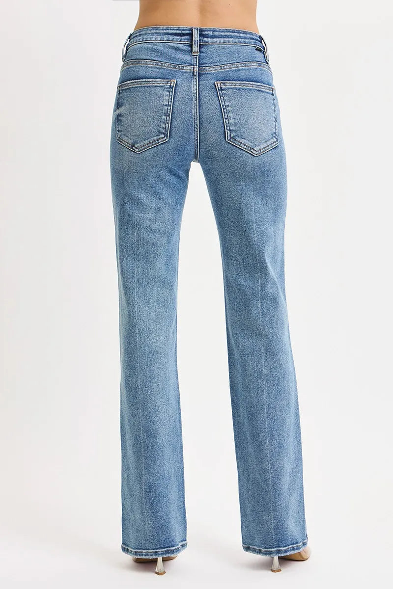 RISEN Full Size Tummy Control High Rise Straight Jeans Plus Size.
