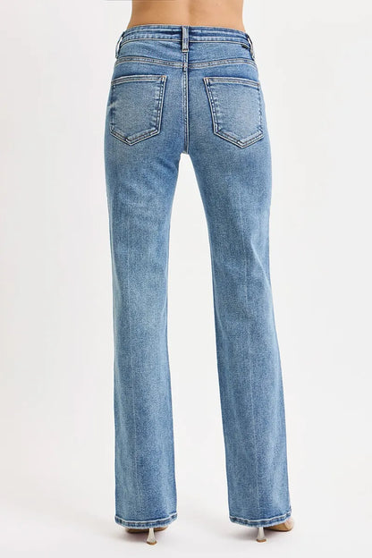 RISEN Full Size Tummy Control High Rise Straight Jeans Plus Size.